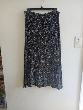 Reformation Black Maxi Skirt with Multicolor Dot Print